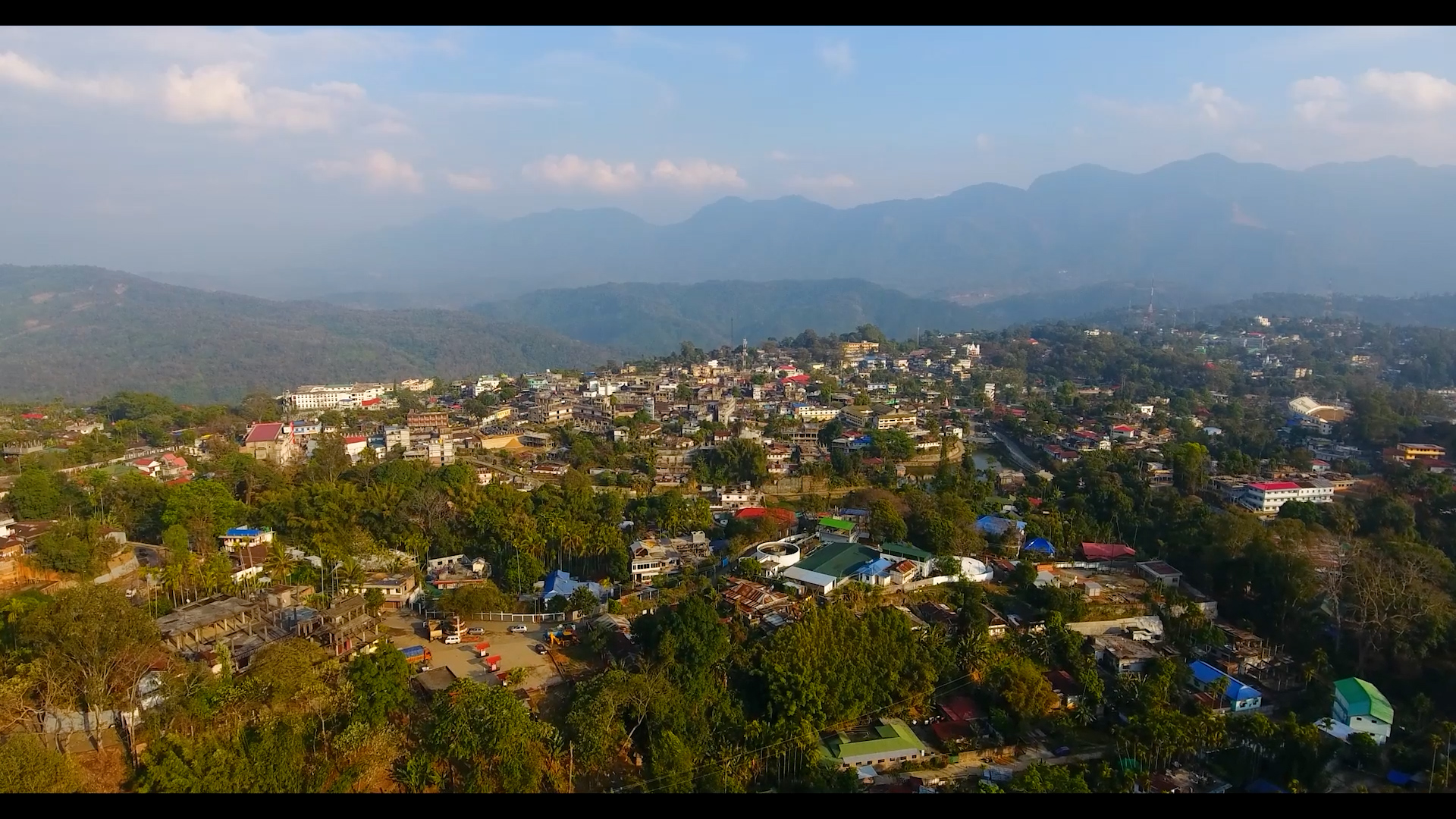 Areal view of Hill City surrounded by hills Haflong Assam India